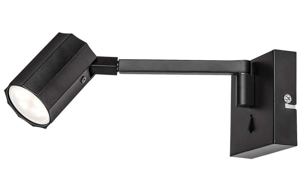 Applique regolabile con interruttore nera Rabalux Karter GU10