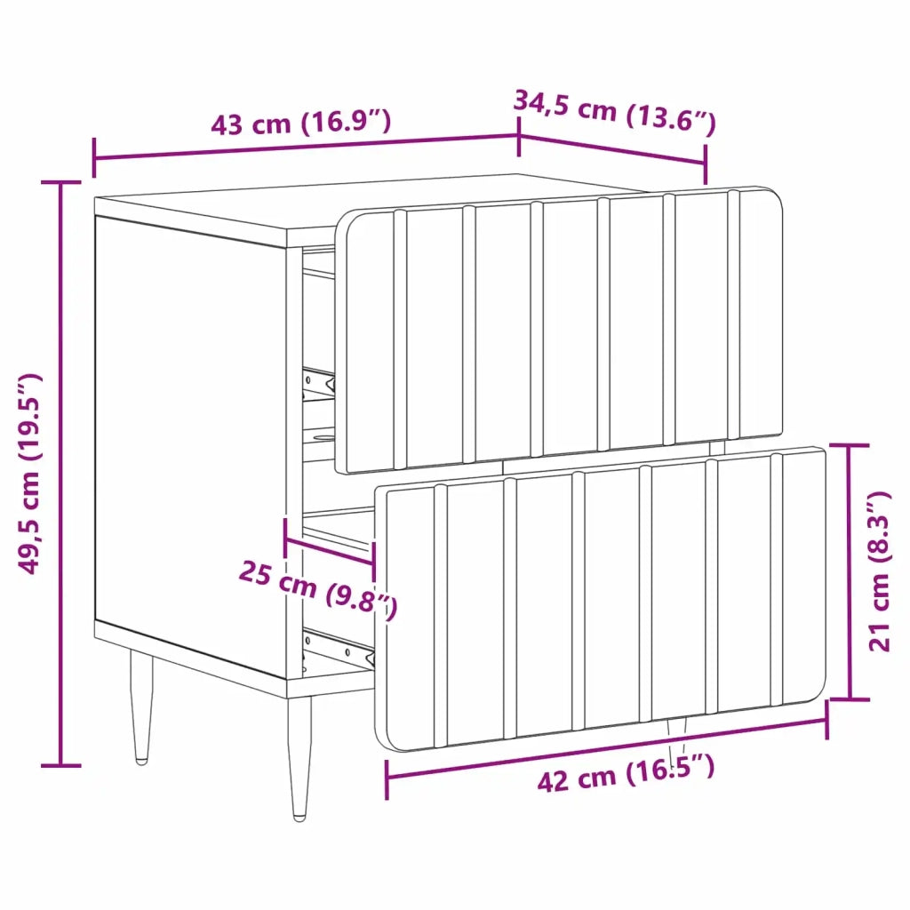 Comodino | Armadio da Notte | Mobiletto da notte con cassetto Rovere Fumo 43 x 34,5 x 49,5 cm