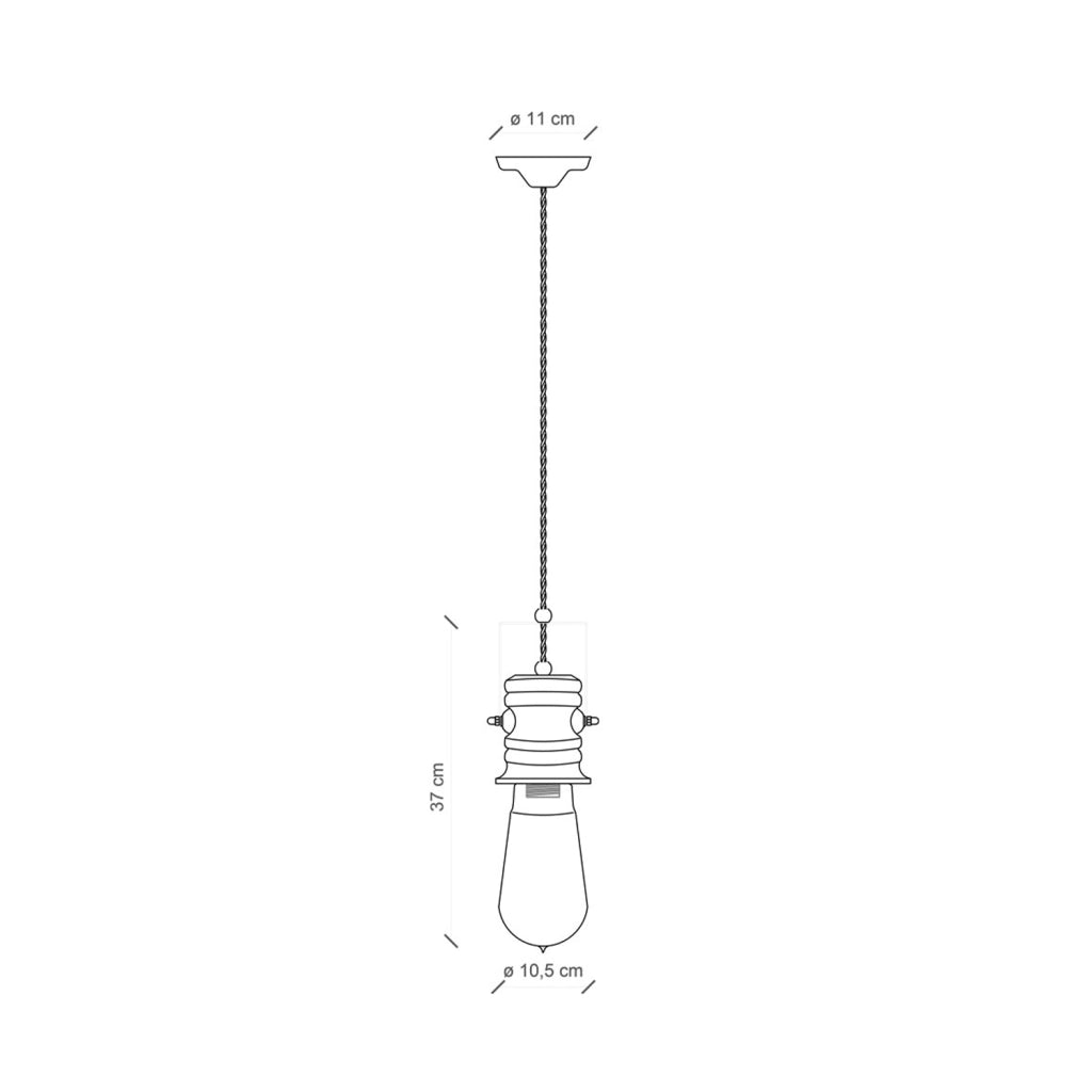 Lampadario Industrial Urban Ferro Ceramica Vintage Bianco 1 Luce E27 37Cm