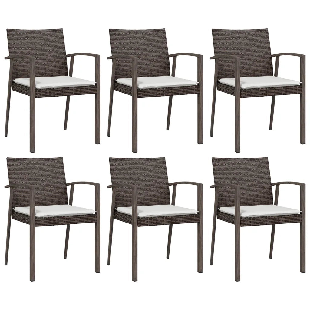 Set Pranzo da Giardino 7 pz con Cuscini in Polyrattan e Acciaio 3186974