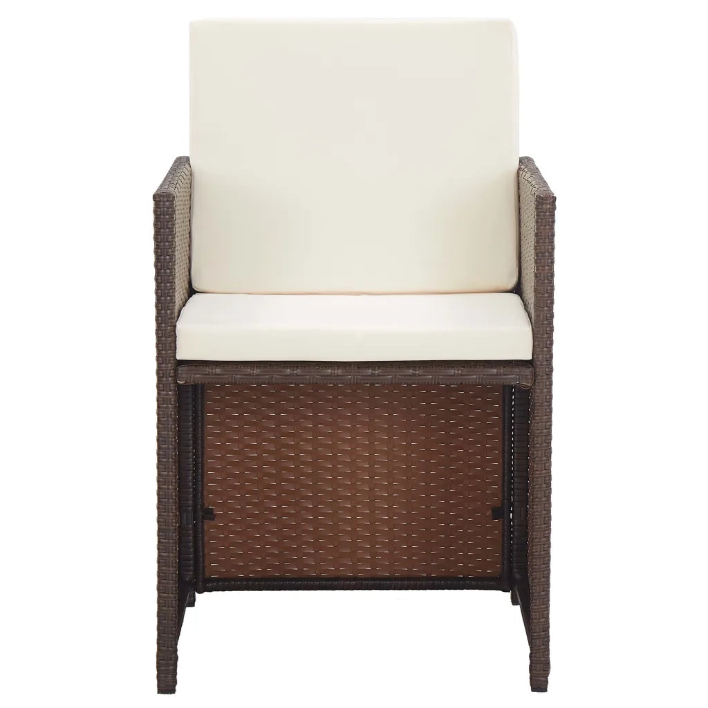 Set da Pranzo da Giardino 17 pz con Cuscini Polyrattan Marrone 46428
