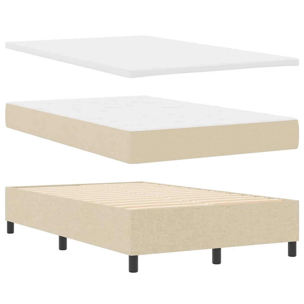 Letto a molle con materasso Crema 120 x 200 cm Tessuto 3339460