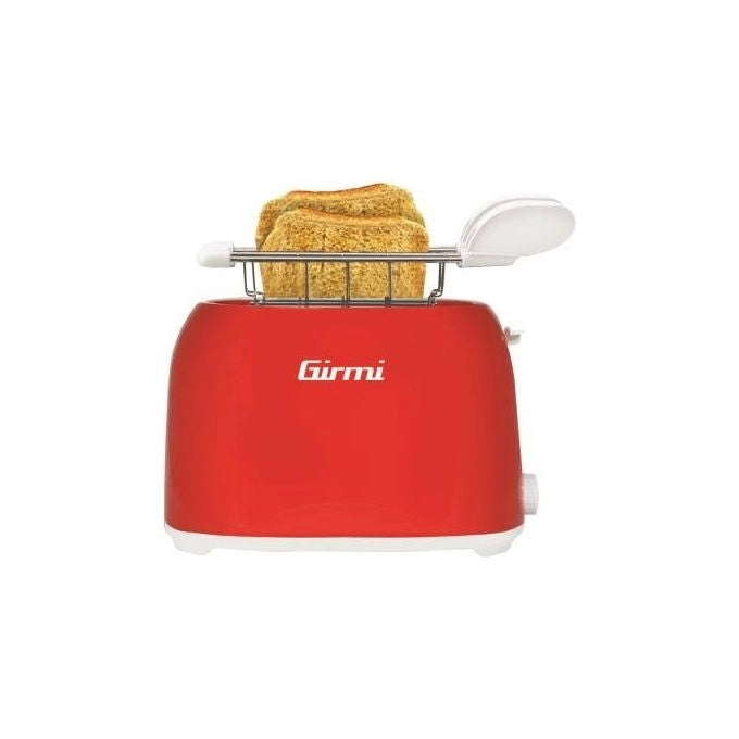 Girmi TP1002 Tostapane con Pinze Estraibili Inox 7 Livelli di Cottura 750W Funzione Tostafetta Raccogli Briciole colore Rosso