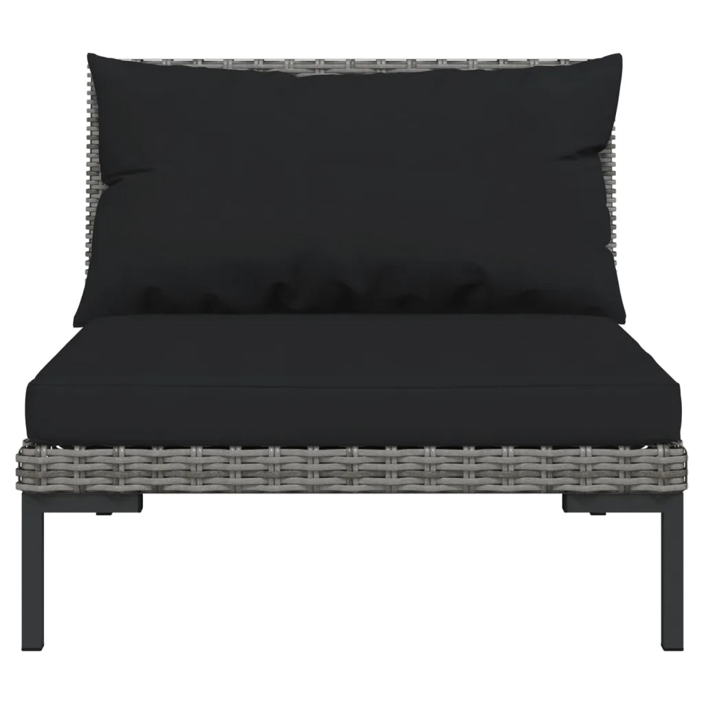 Divani da Giardino 5 pz con Cuscini in Polyrattan Grigio Scuro 3099840