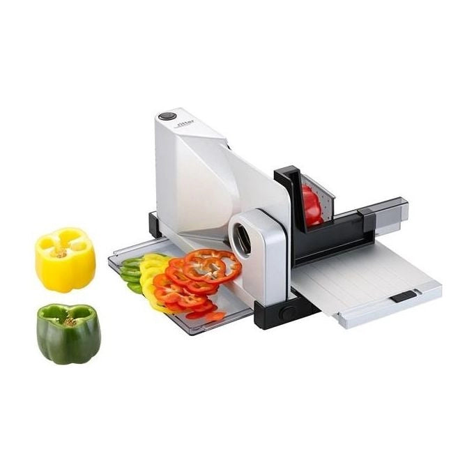 Ritter 521000 Icaro 7 Affettatrice Elettrica Universale in Metallo Pieno con Motore ECO 65 W Lama da 17 cm Taglio fino a 14 mm Base Ribaltabile colore Argento metallico