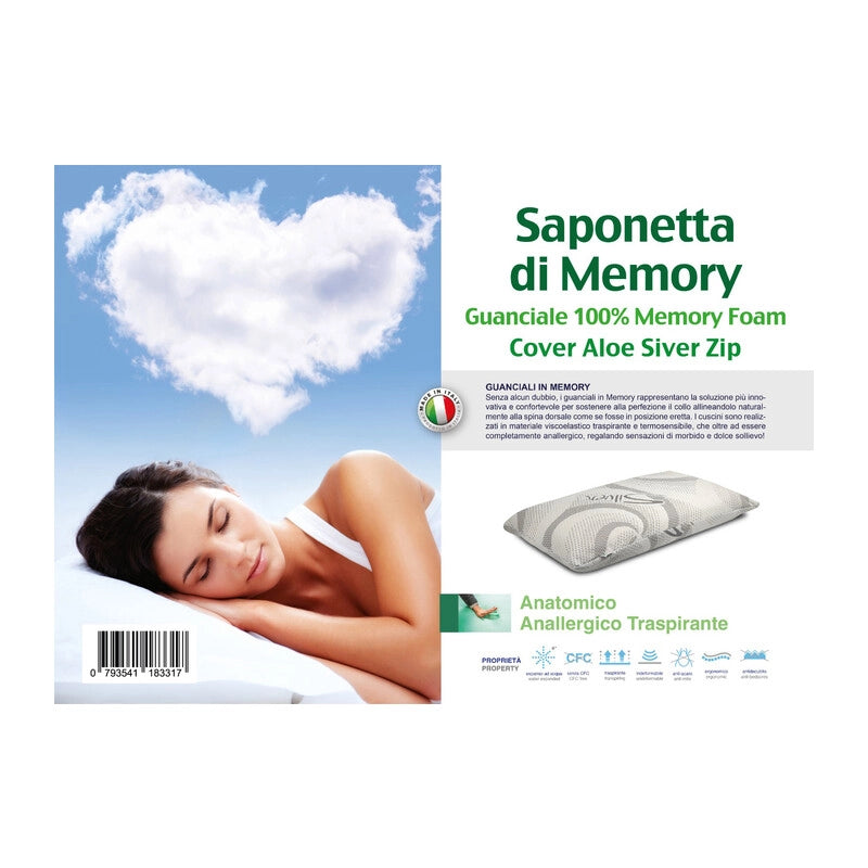 GUANCIALE ALOE SILVER MEMORY FOAM SAPONETTA H.13- 1,0 pz