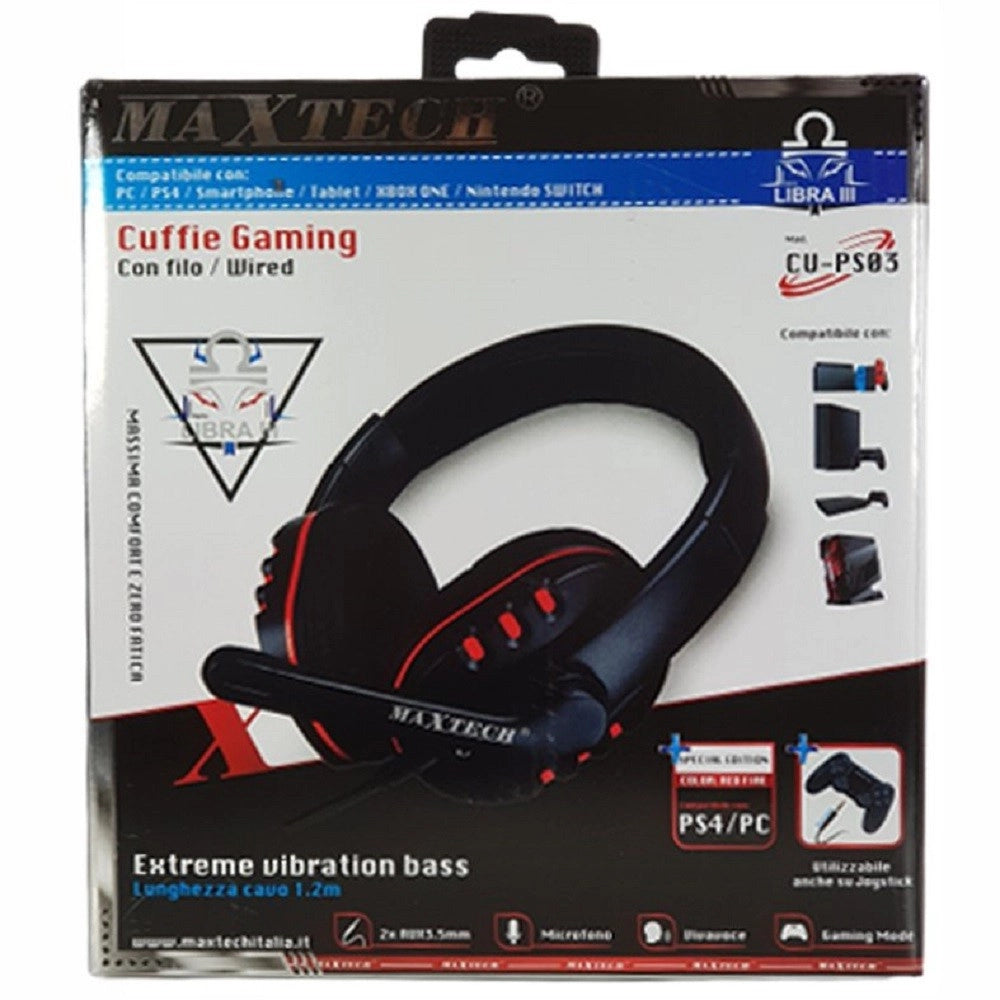 Trade Shop - Cuffie Da Gioco Gaming Headset Con Microfono Compatibile Per Ps4/pc Maxtech Cu-ps03 -