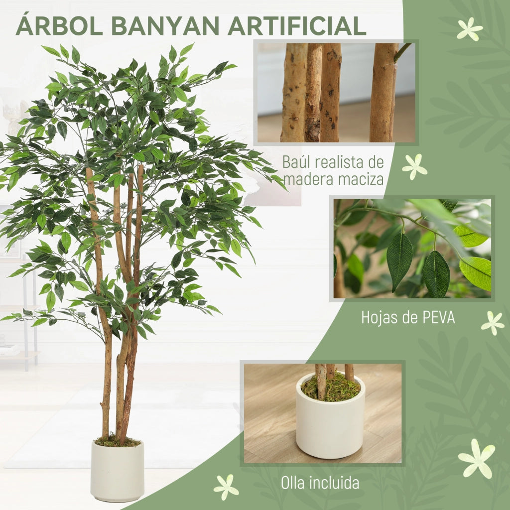 Ficus Artificiale 150 cm ¨C zephmum ¨C Verde con Vaso per Interni