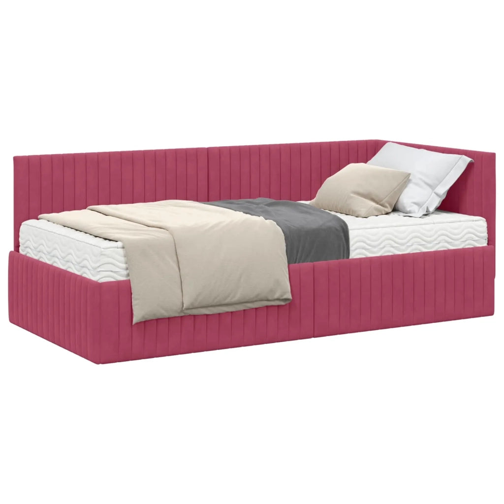 Struttura Letto Angolare con Materasso 2 pcs Verde Velluto