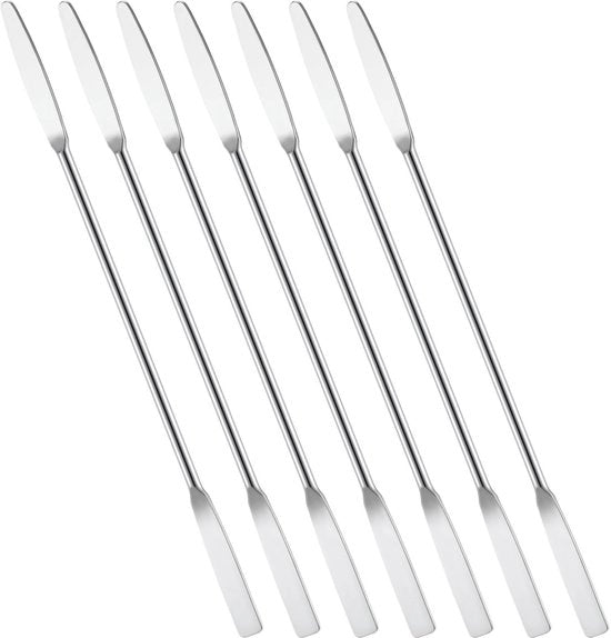 Spatola per laboratorio da 7 pezzi - Acciaio inossidabile - Estremità a doppio filo - 15 cm - Ideale per cosmetici - Lavorazione precisa - Spatola