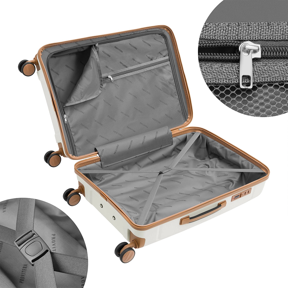 Set 3 Valigie Rigide ABS 90 59 38 Litri con Ruote Easy Roll e Lucchetto Bianco