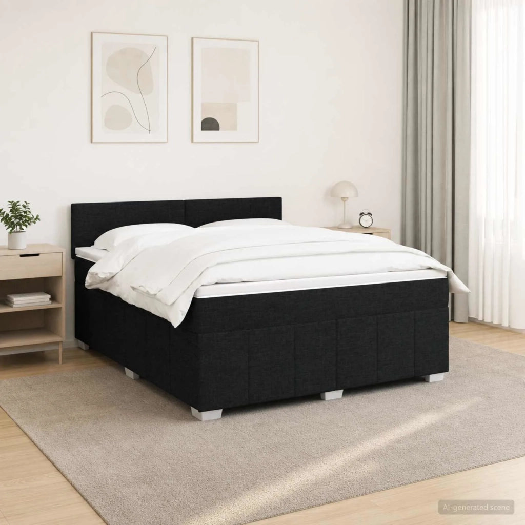 Letto box spring con materasso Nero 180 x 200 cm Tessuto 3452735