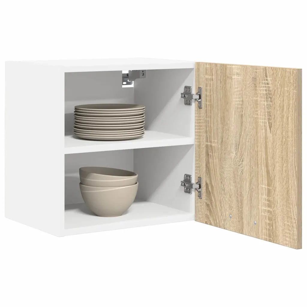 Armadio pensile con porta Riga 2 pcs Quercia Sonoma e Bianca 884135