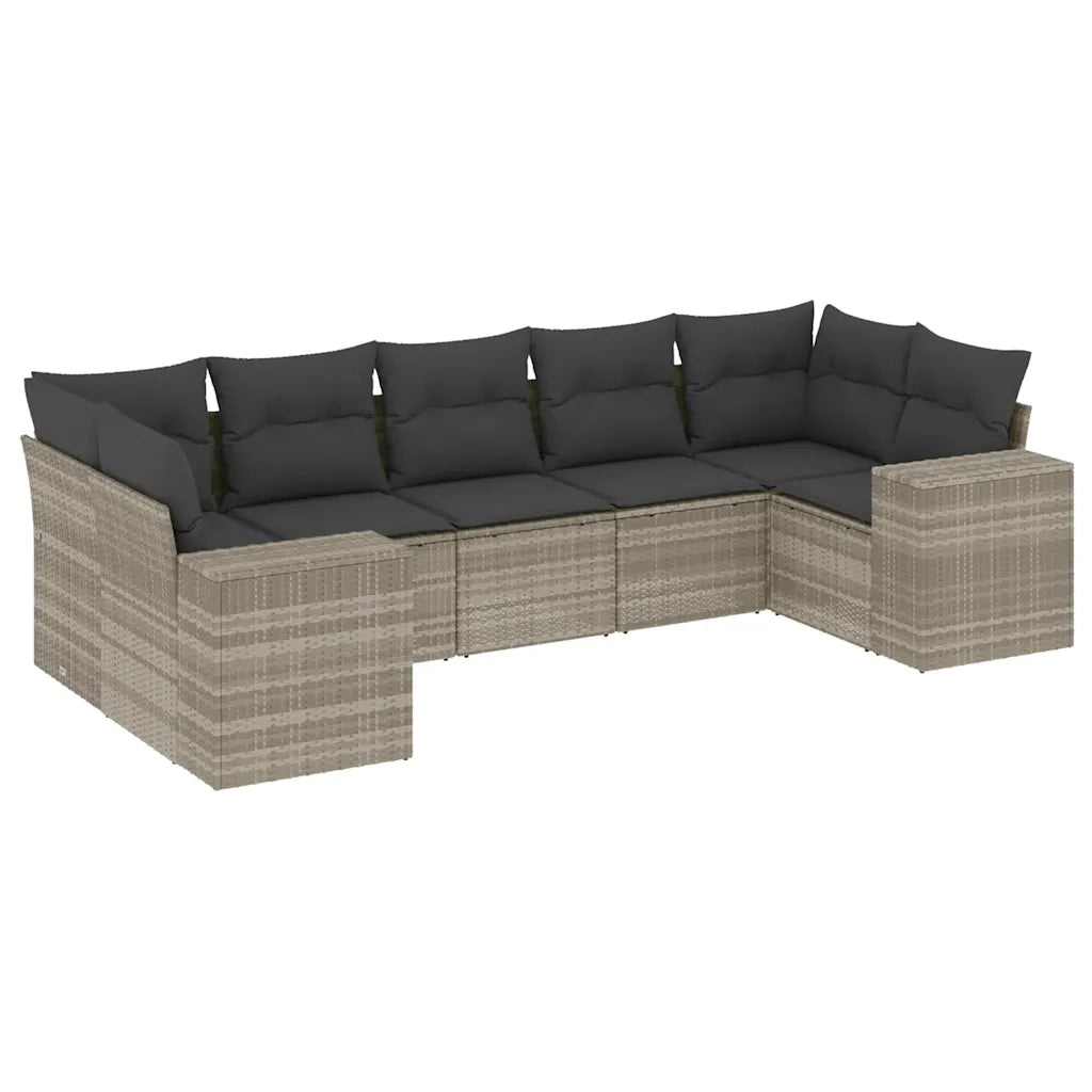 Set Divani da Giardino 7pz con Cuscini Grigio Chiaro Polyrattan 3255329