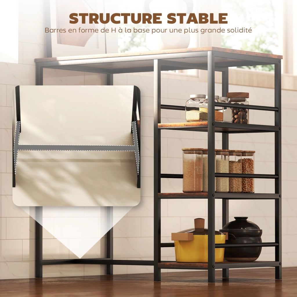 Tavolo da bar con 3 ripiani e telaio in acciaio ¨C Minimal ¨C 90x50x90,5 cm marrone rustico e nero