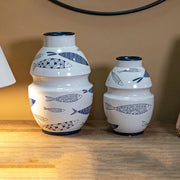 Aurel, Vaso Disegni con Pesci, Bianco