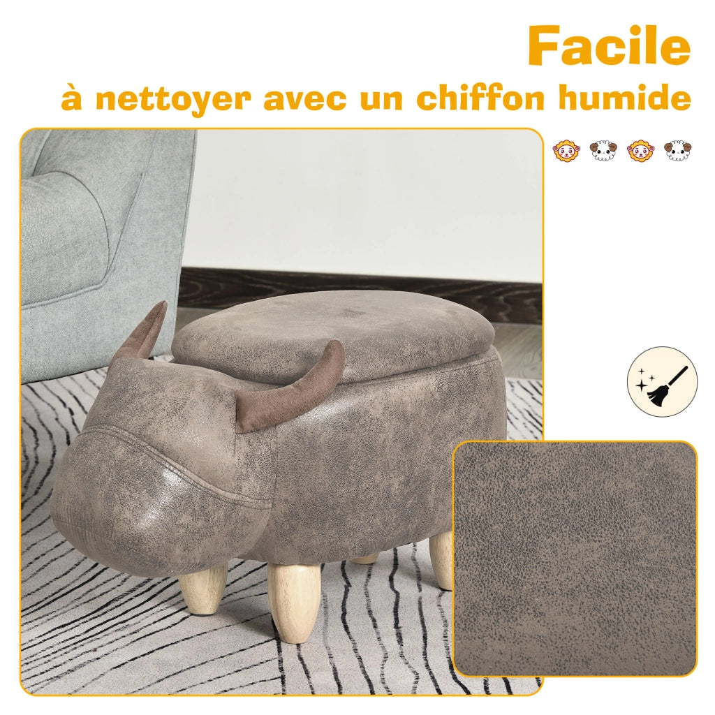 Pouf con Contenitore ¨C Minimal ¨C Marrone, Sintetico, Legno