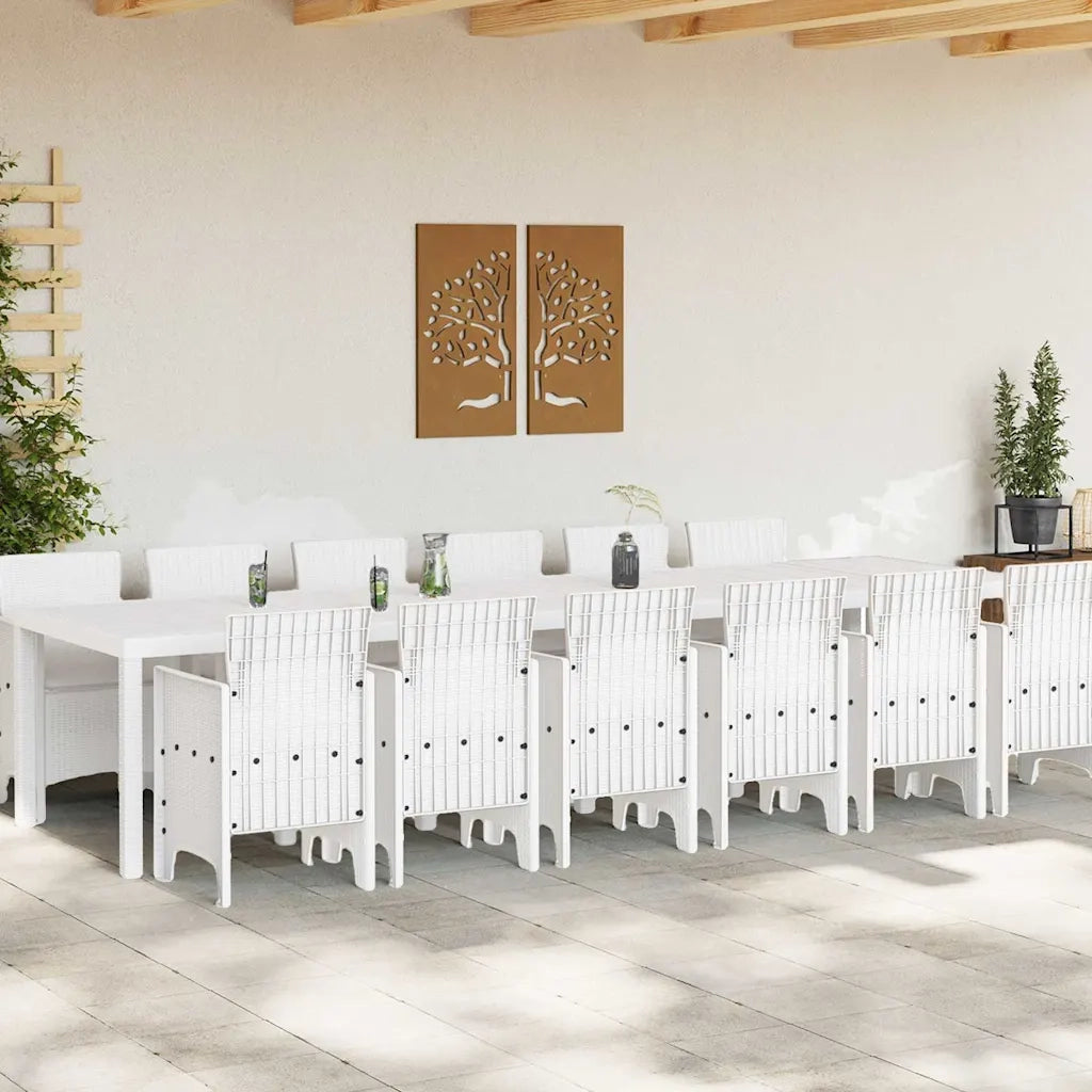 Set da Pranzo per Giardino 13 pcs Bianco Rattan Polt