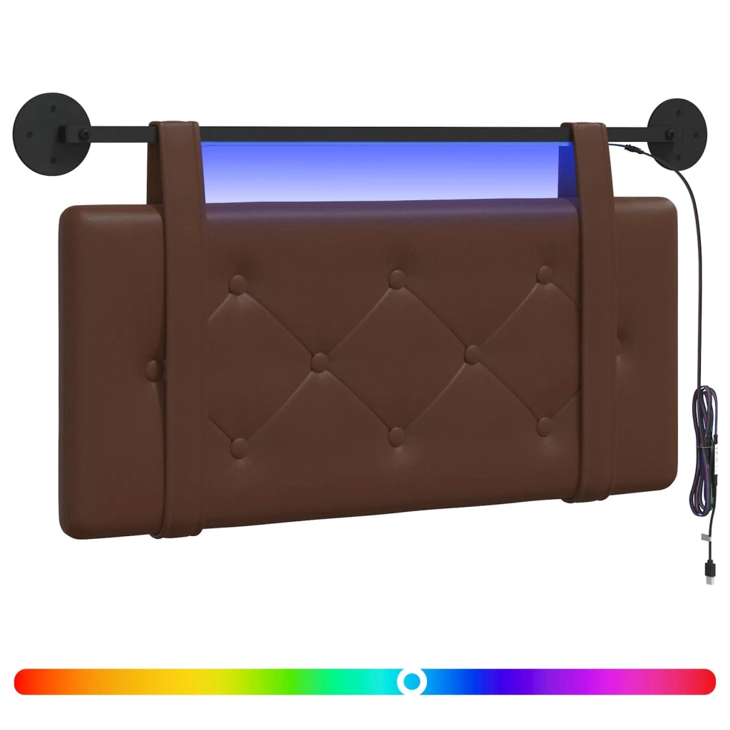 Testiera | Testata sospesa Con luce LED Marrone Similpelle