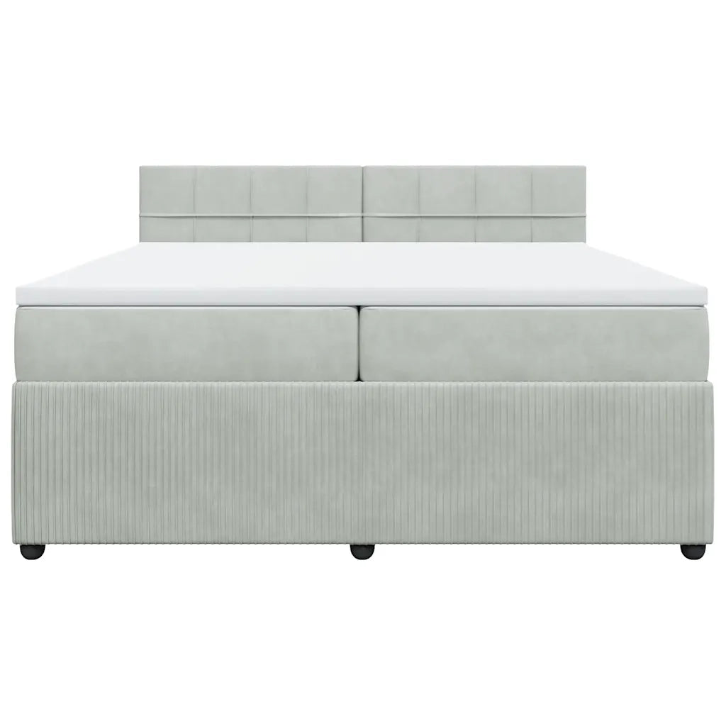 Giroletto a Molle con Materasso Grigio Chiaro 200x200cm Velluto