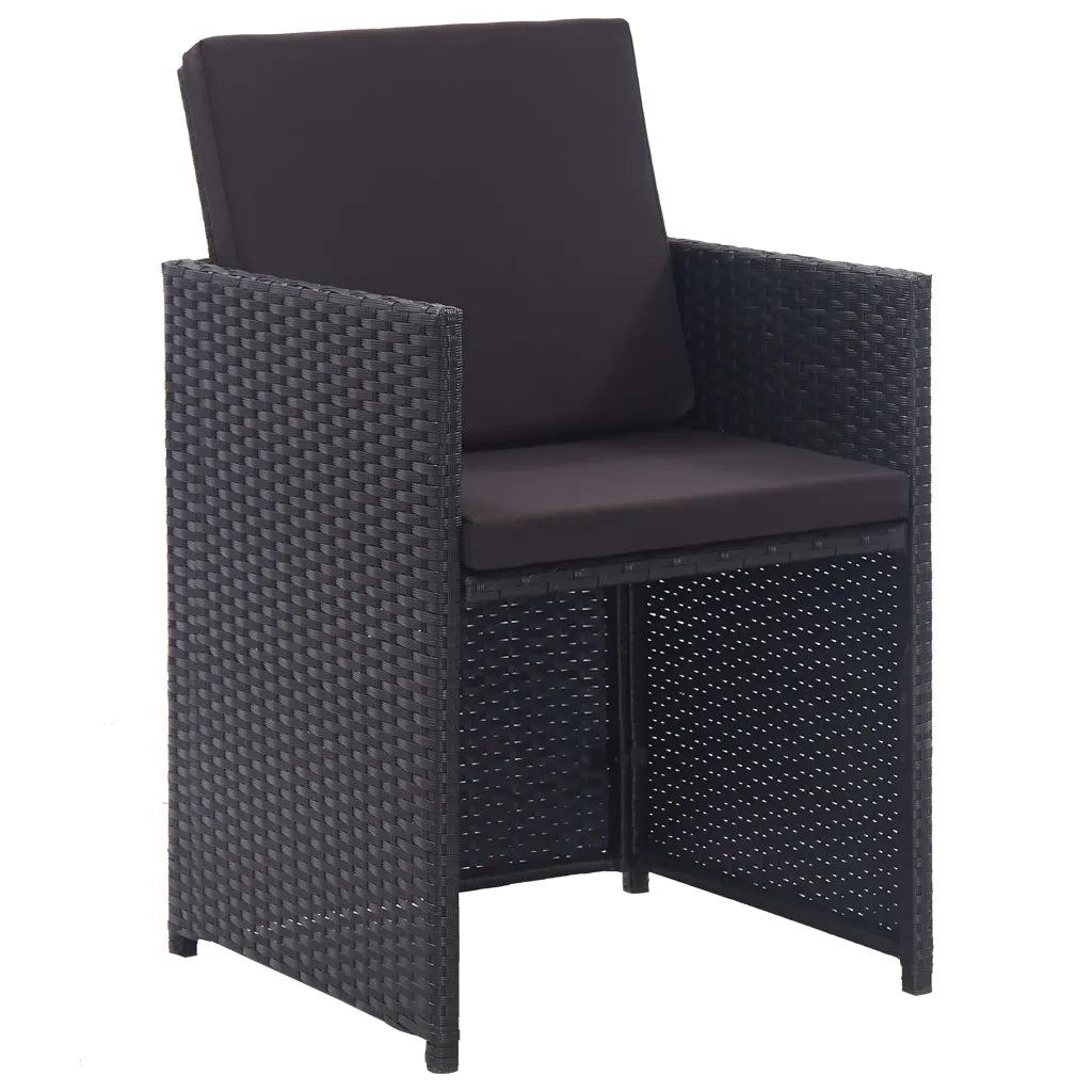 Set da Pranzo da Giardino 13 pz con Cuscini in Polyrattan Nero 46382