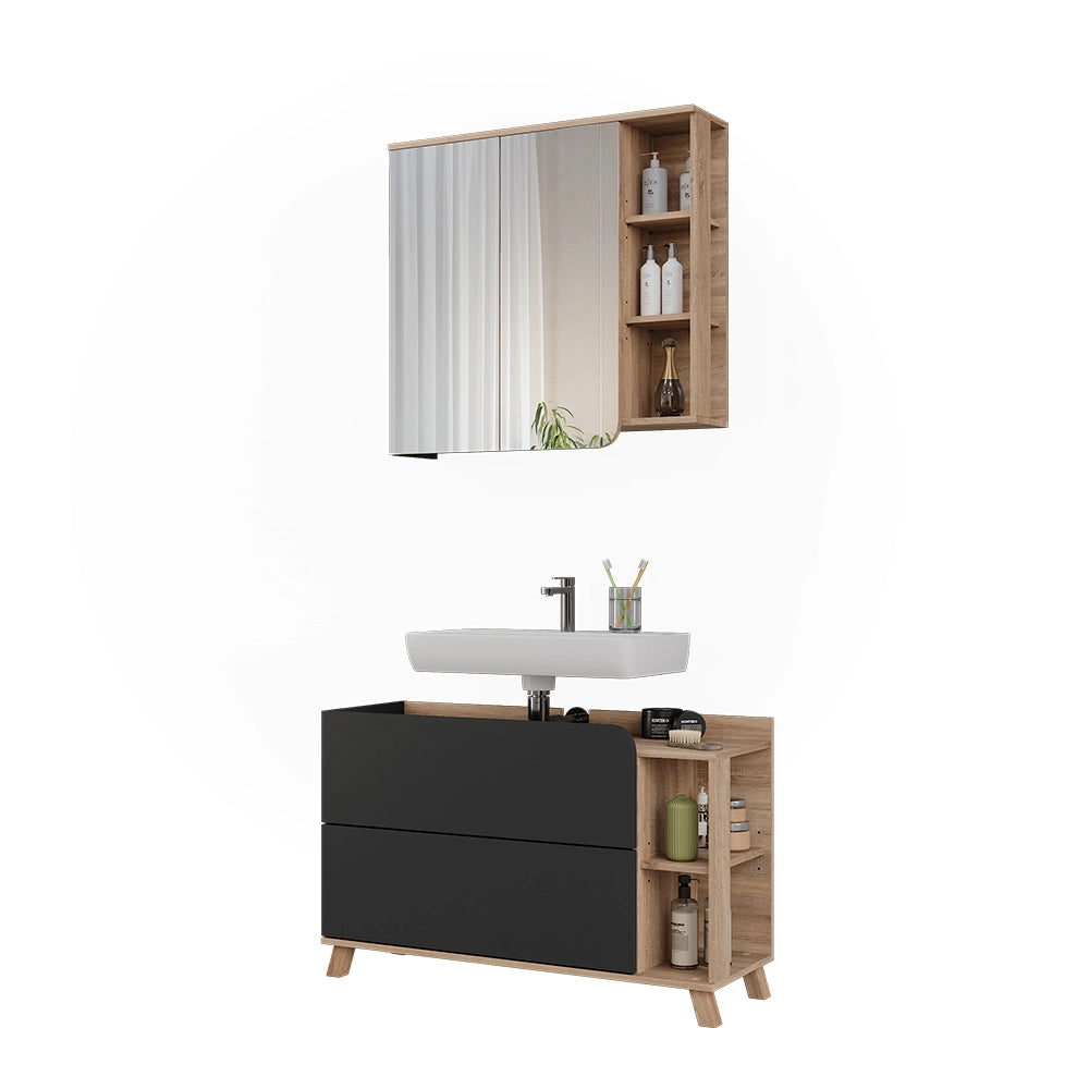 Vicco Set di mobili da bagno Sonoma/antracite 2 parti
