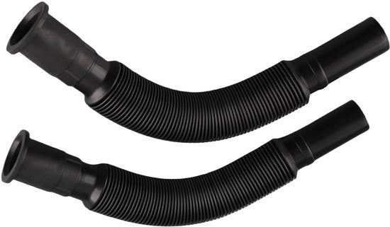 Serpentina per scarico flessibile - tubo di allungamento in PVC - 2 pezzi - nero - per cucina/bagno - resistente all'usura e facile da pulire - tubo di scarico