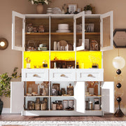 Mobile Buffet con LED ¨C MINIMAL ¨C Bianco/Nero, Ripiani Regolabili, 140x40x175