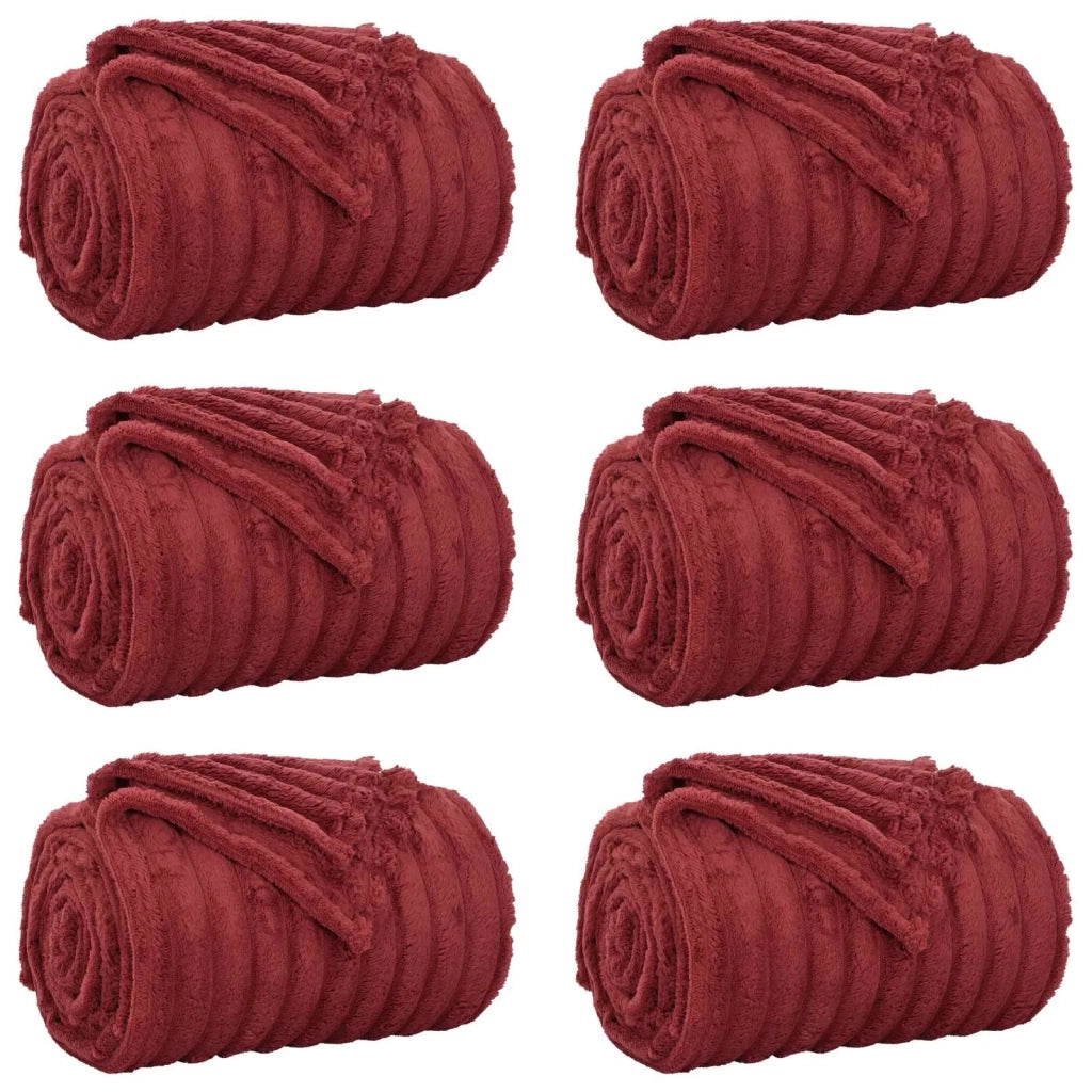 Coperte da Pile 6 pcs Rosso Bordeaux 200 x 150 cm Panno 42016894