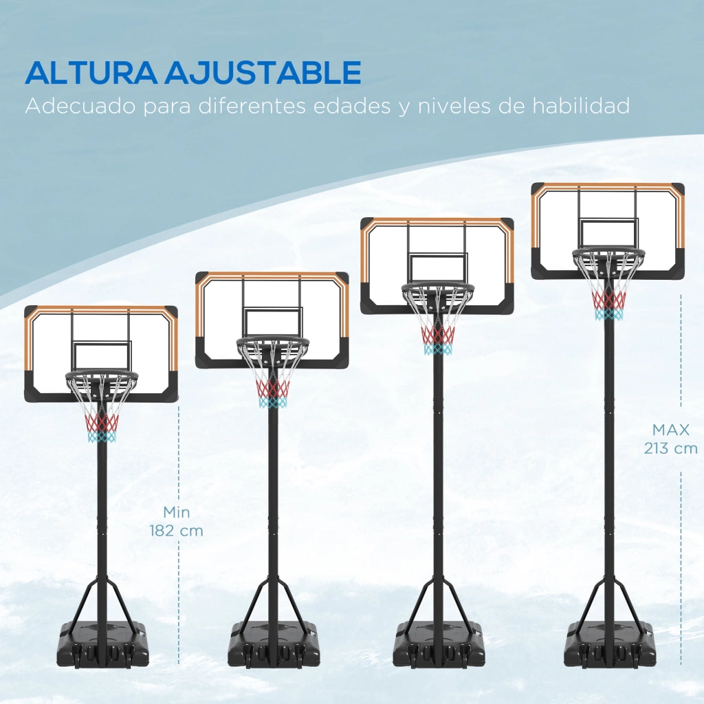 Canestro da Basket Regolabile 182-213 cm ¨C Minimal ¨C Nero