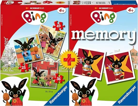 Ravensburger 20675 9 Multipack Memory e Puzzle di Bing, Puzzle e Gioco per Bambini, Età Raccomandata 4+