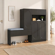 SCARPIERA 2-in-1 con panca 130x35x110 cm nero