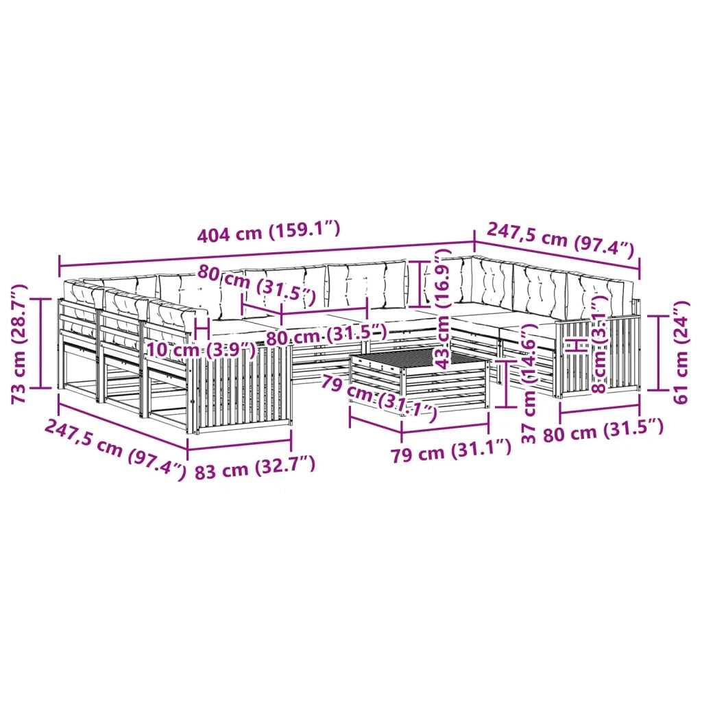 Set di divani da esterno 10 pcs Bianco e Antracite 3391192