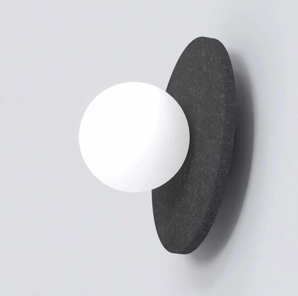 Applique da parete CALMA nera feltro rotonda 1xG9 Emibig
