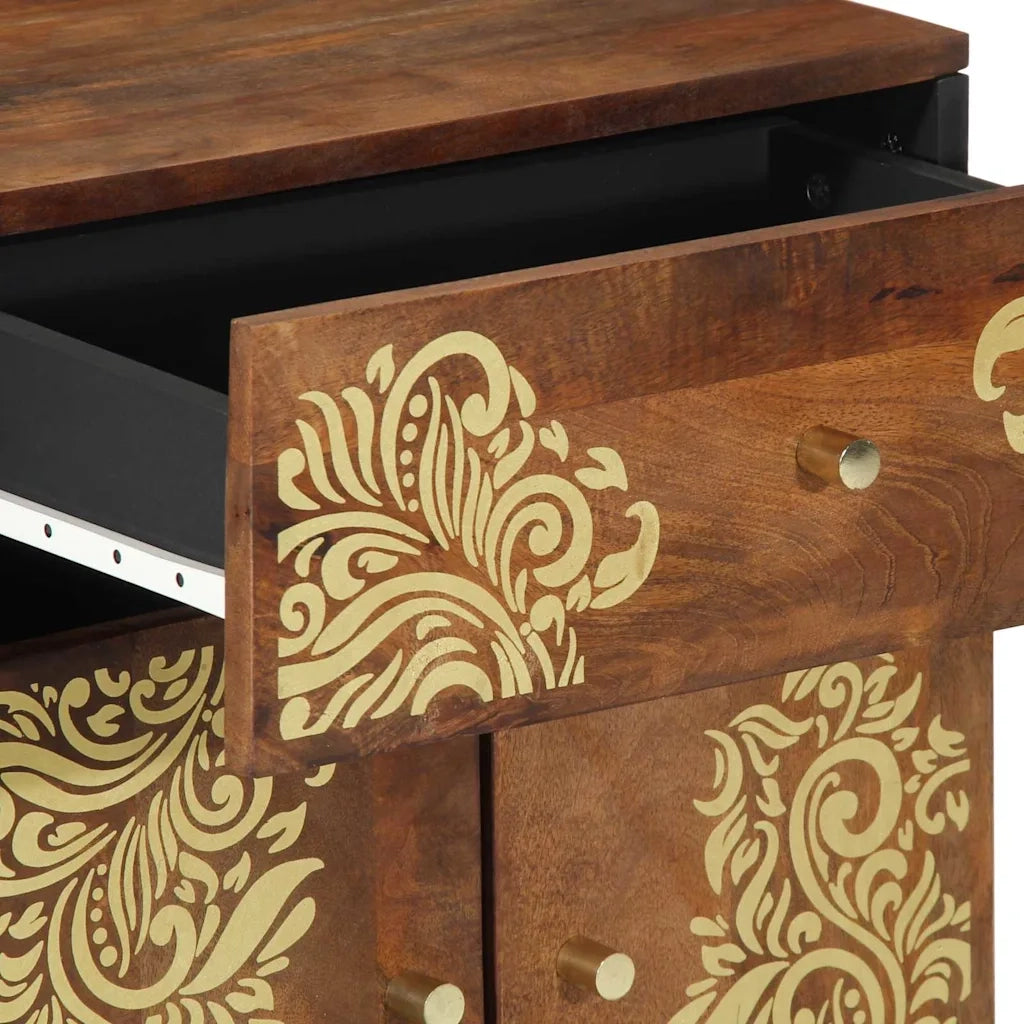 Comodino con porta con cassetto-Tavolino da notte Marrone miele 50 x 33 x 60 cm 478526