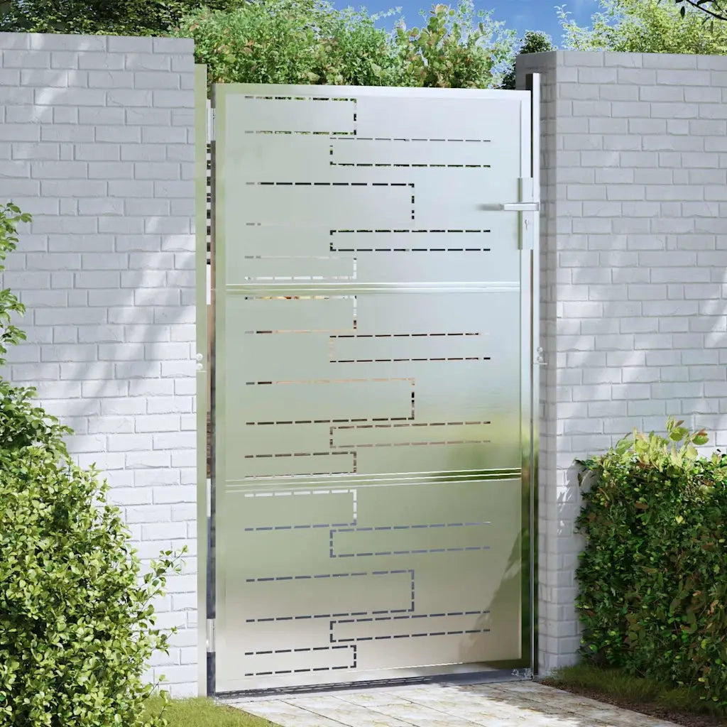 Cancello da giardino Argento 85 x 144 cm Acciaio inossidabile CFW7565313