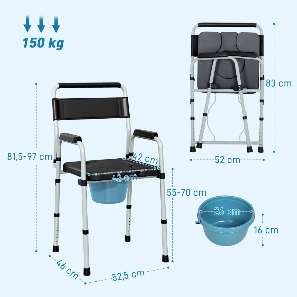 Sedia Pieghevole da Bagno ¨C Minimal ¨C Nero, 150 kg