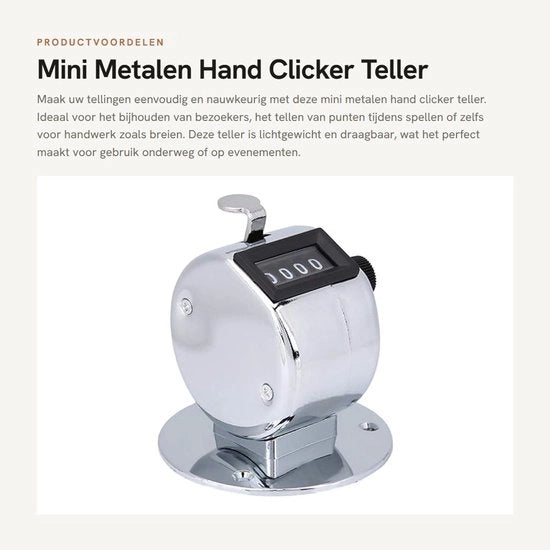 Contatore di Click Mini Metallico Portatile Preciso - Fino a 9999 Conti - Ideale per Sport e Giochi - Leggero e Compatto