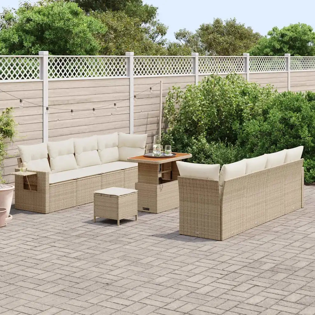 Set Divano da Giardino con cuscino 11 pcs Beige Poly Rattan 3361721