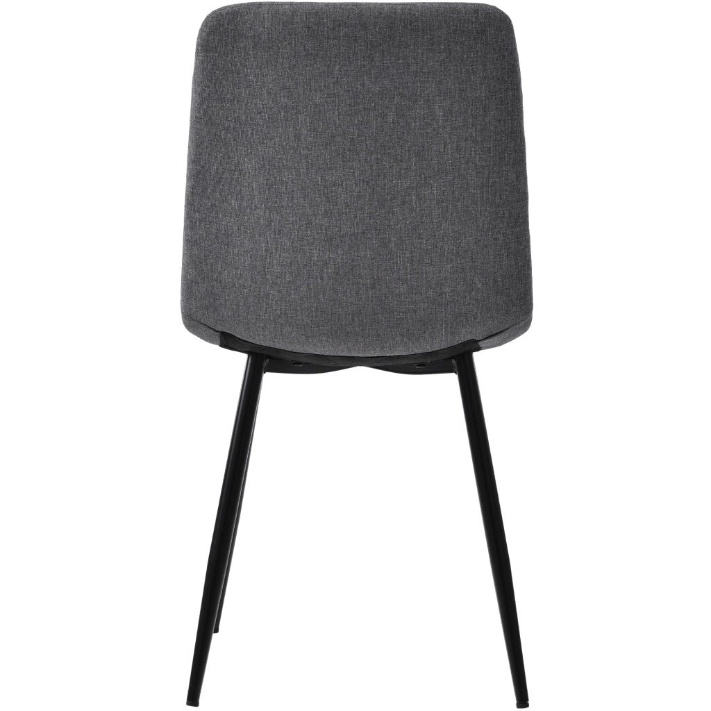 Sedia da pranzo 4 pezzi con schienale e cuciture decorative, in lino grigio