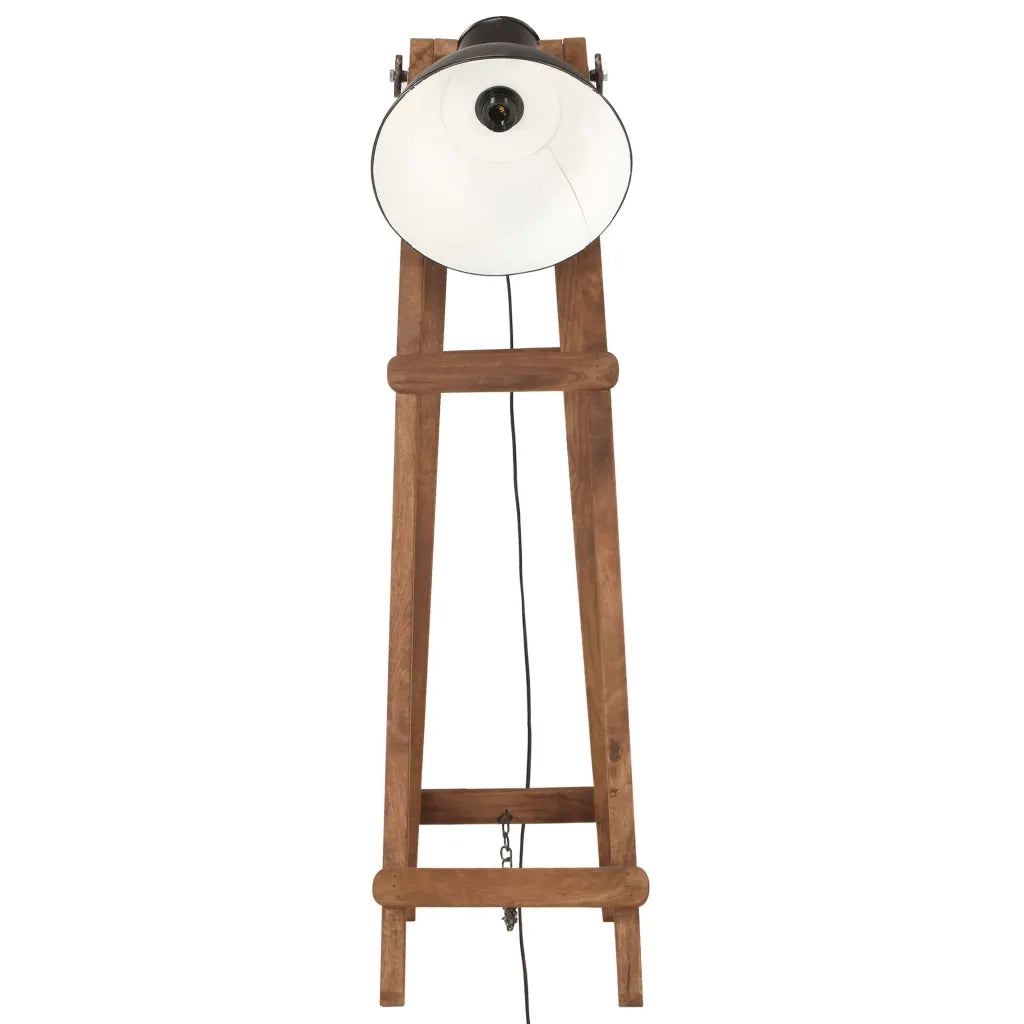 Lampada da Pavimento Nera E27 in Legno Massello di Mango 320589