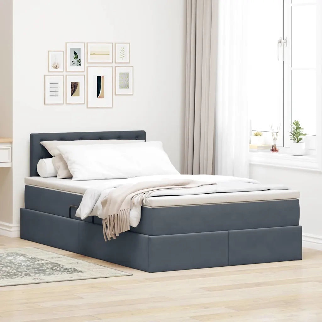 Letto con Contenitore Grigio scuro 120 x 200 cm Velluto