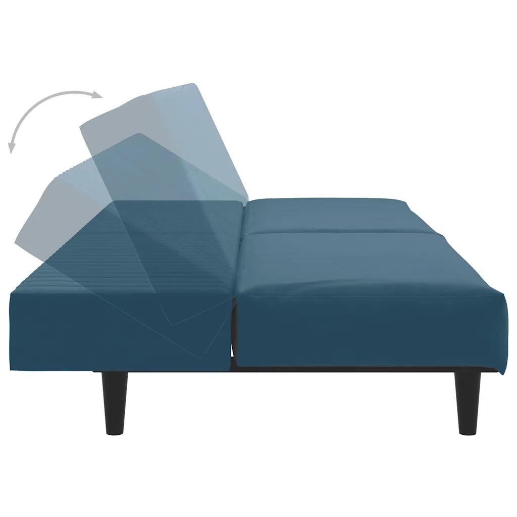 Divano Letto a 2 Posti-Sofa Letto 2 Posti-Daybed Blu in Velluto 669235