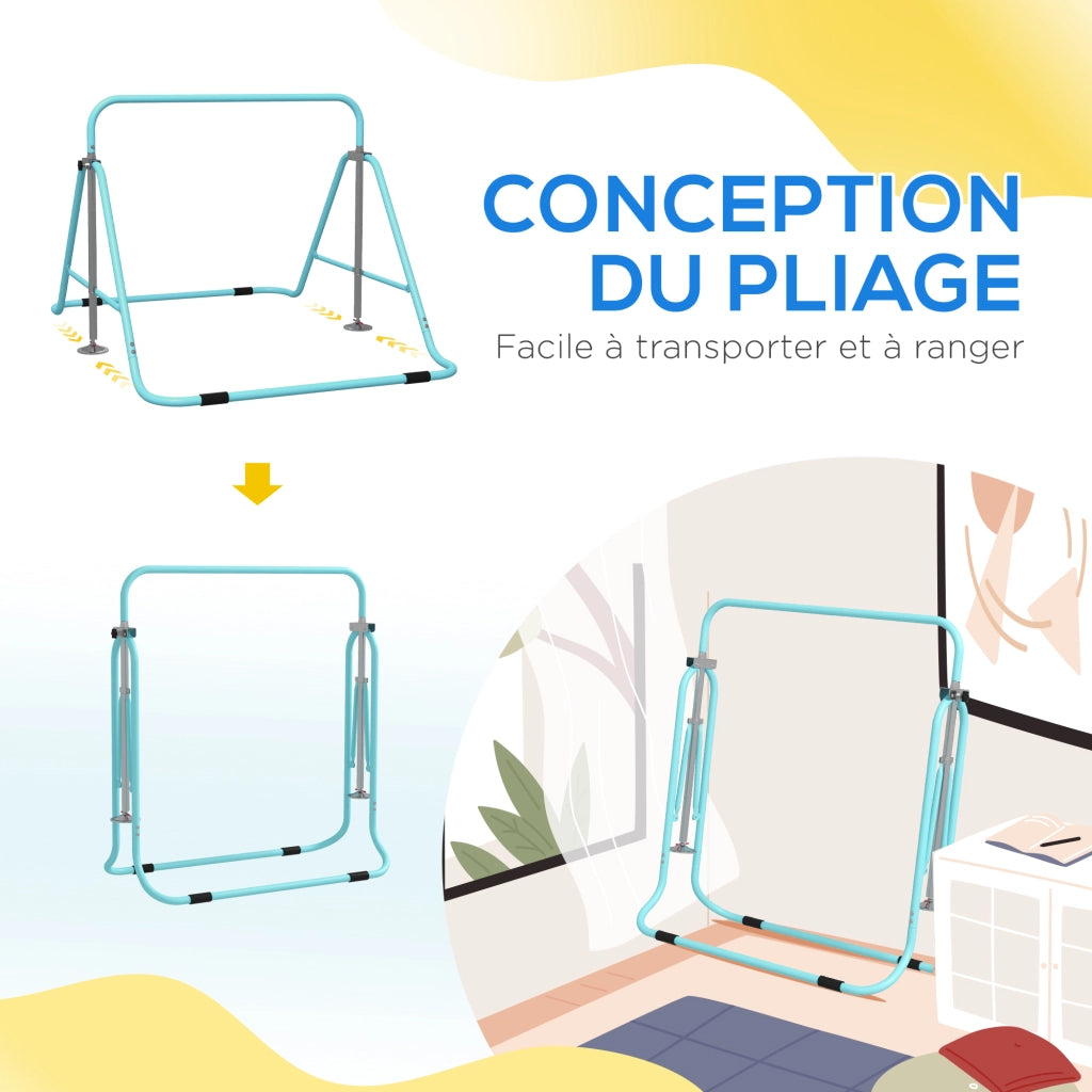 Sbarra Ginnastica Pieghevole per Bambini Altezza Regolabile 88-128 cm ¨C Minimal ¨C Verde