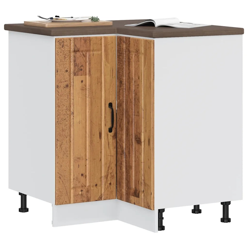 Mobile Base ad Angolo Cucina-Base ad Angolo Cucina Lucca Legno Antico in Truciolato