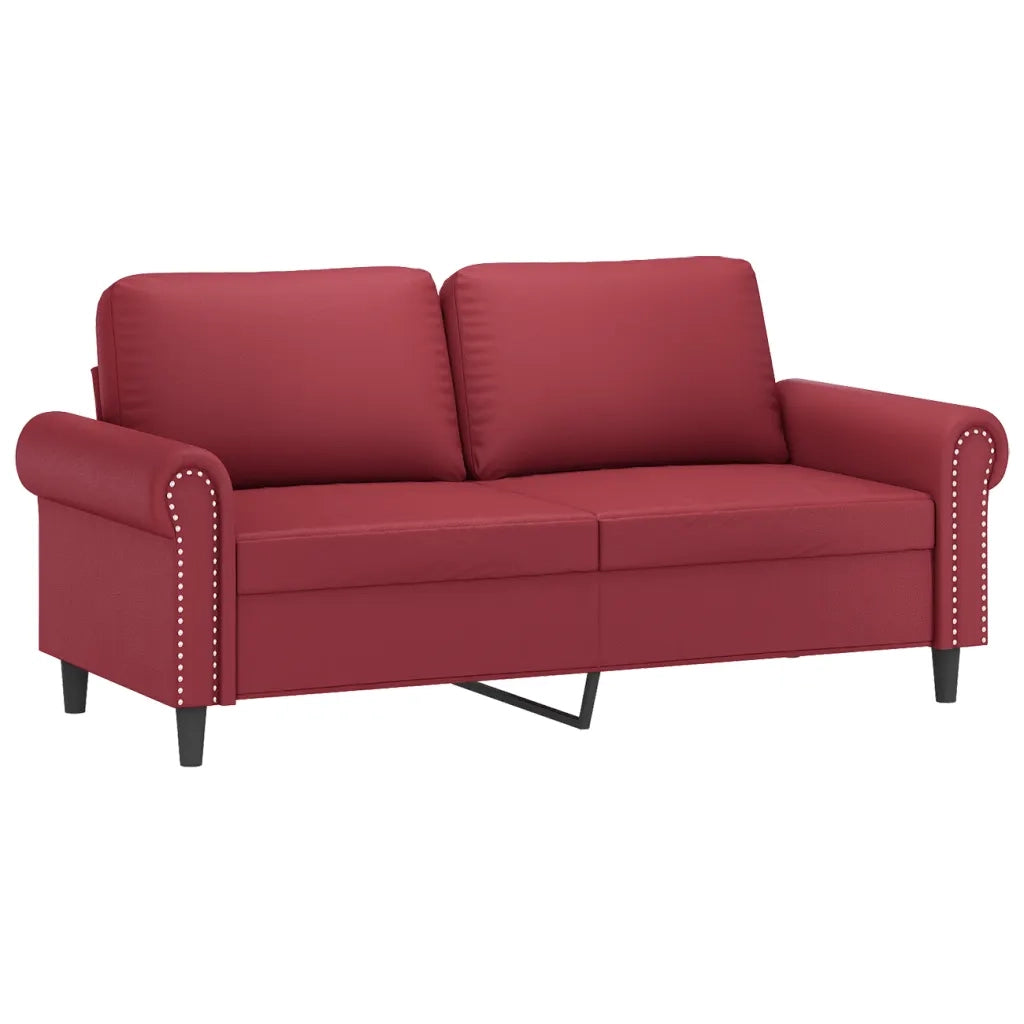 Set di Divani 2 pz con Cuscini Rosso Vino in Similpelle 3202153