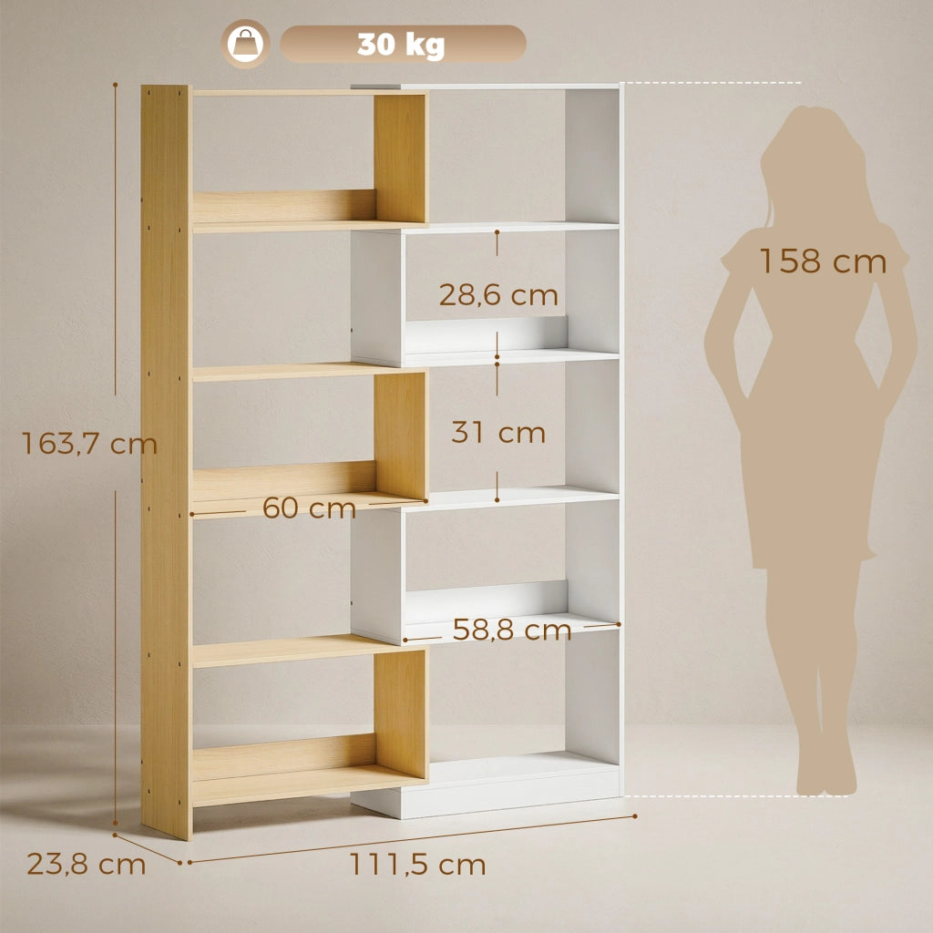 Libreria angolare girevole 5 ripiani ¨C Xylo ¨C legno rovere L 60-111x24x164cm