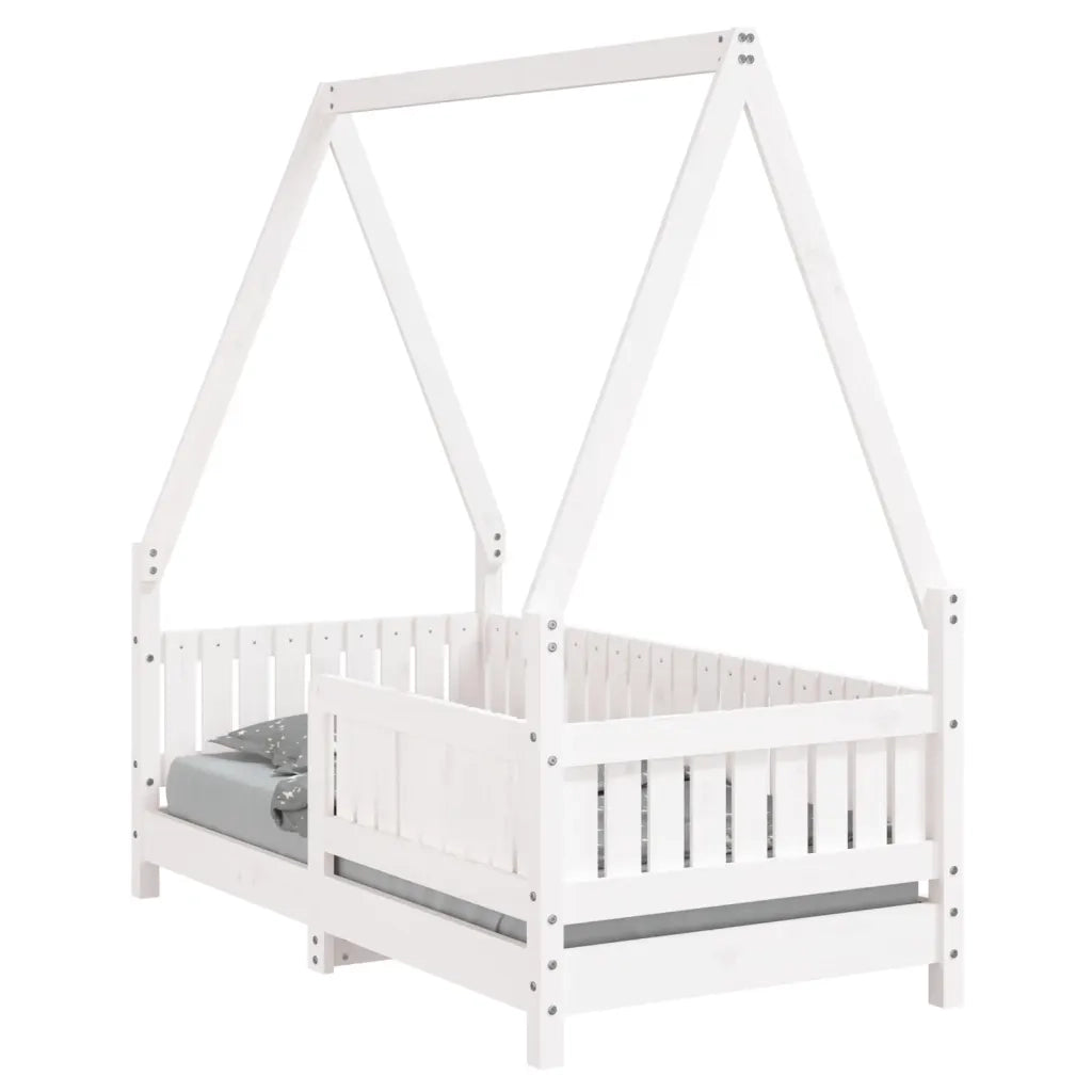 Giroletto per Bambini-Struttura Letto Bambini Bianco 70x140cm in Legno Massello di Pino 443747