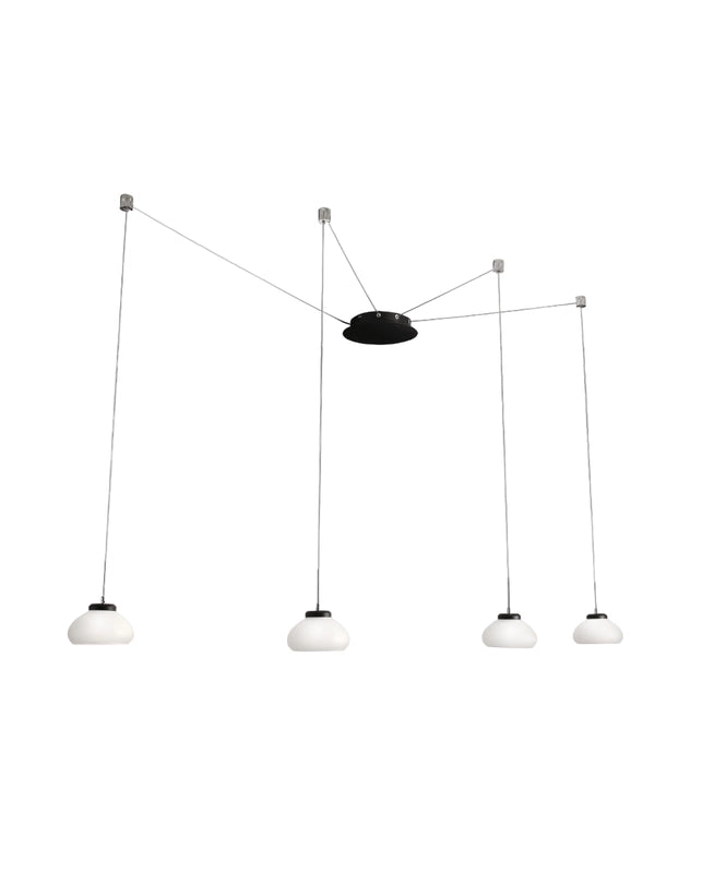 Lampadario a sospensione Arabella a Led in metallo e vetro soffiato bianco 3547-49-102 Fabas Luce