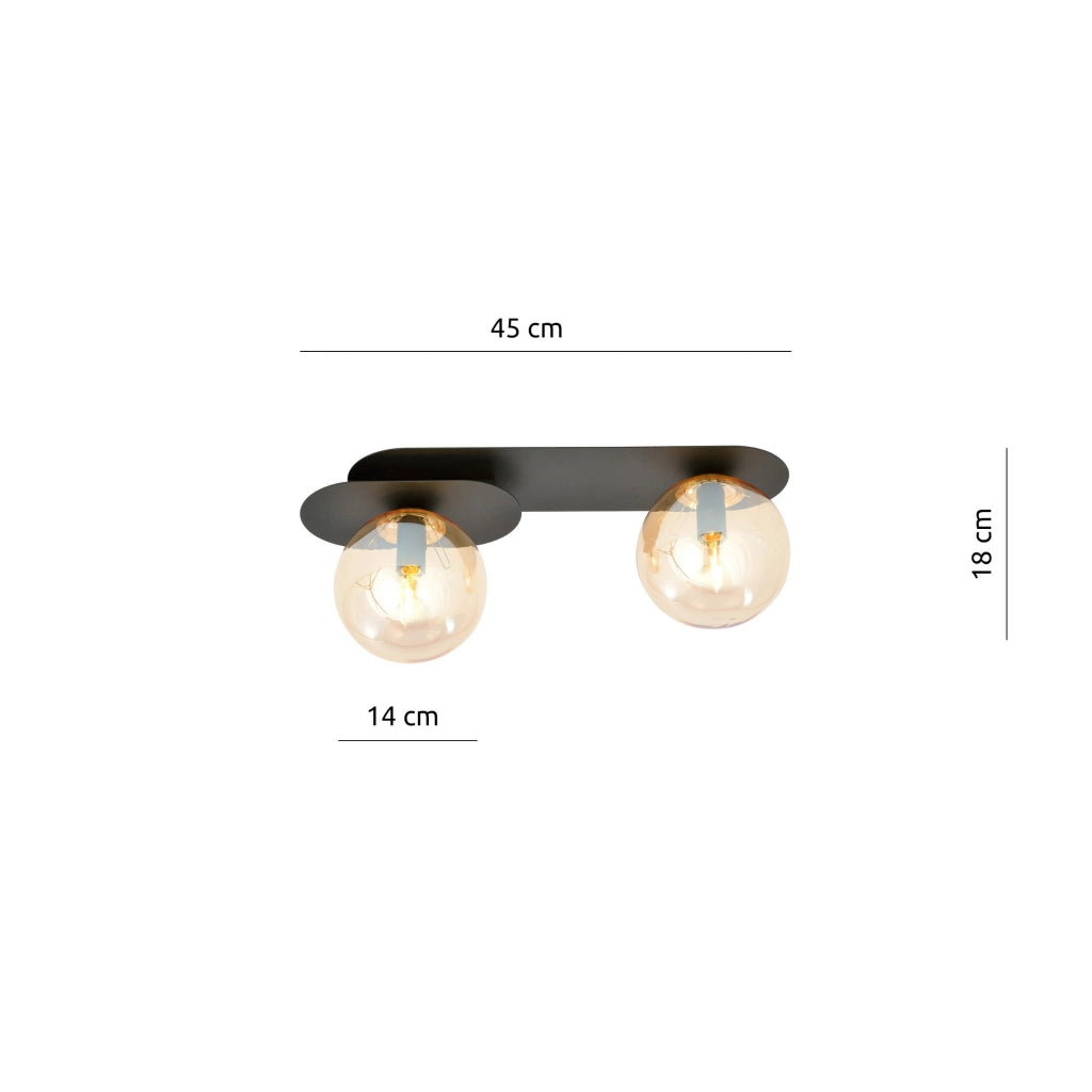 Plafoniera Emibig PLAZA 2 luci E14 nero/miele metallo